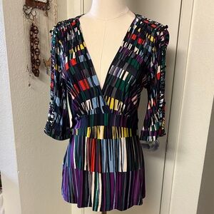 BCBG Max Azria Multicolor V-Neck Women's Top